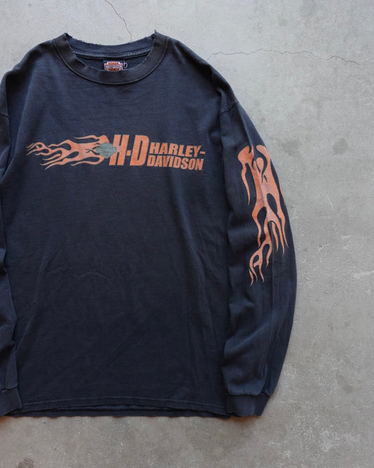 00s Harley-Davidson Flame L/S Tee 'Black' / Made in USA