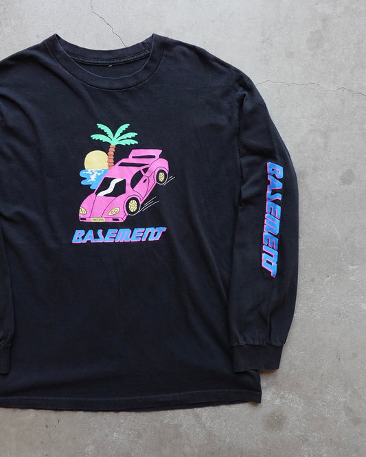 Basement Neon Car L/S Tee Black Checker Sleeve