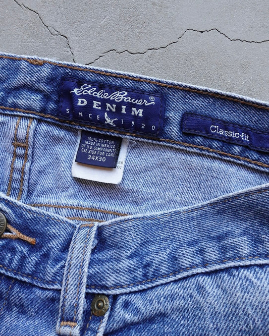 90s Eddie Bauer Blue Denim Classic-fit Pants Made in Mexico