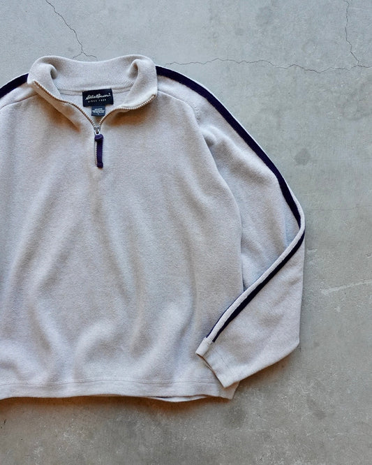 90s-00s Eddie Bauer Euro Line Half Zip Cotton Knit - Gray