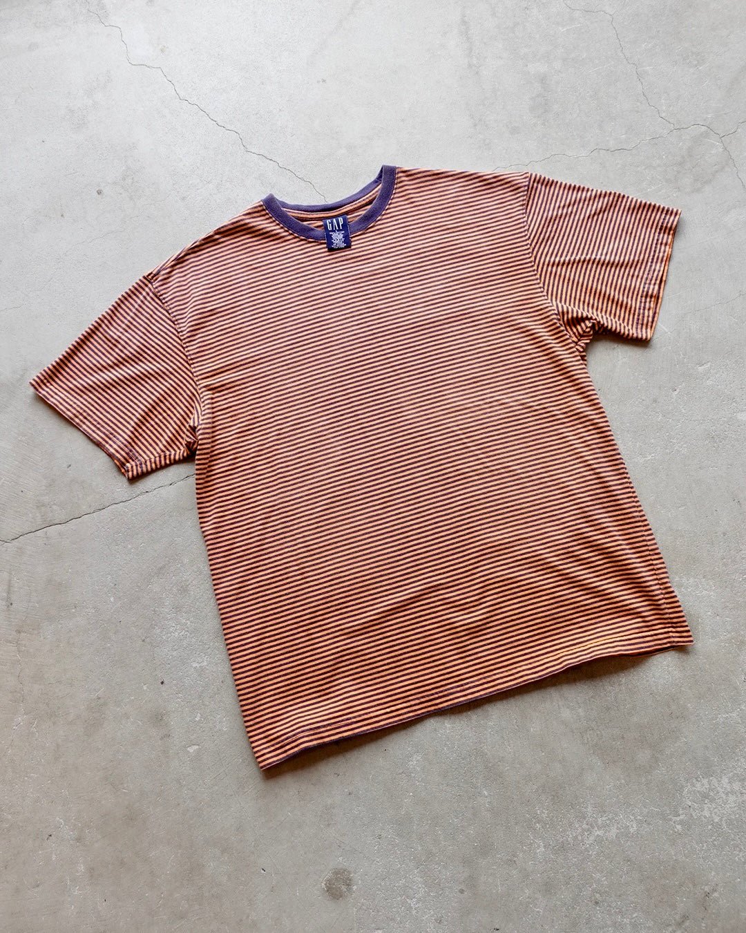 90s GAP Border T-Shirt Orange / Navy