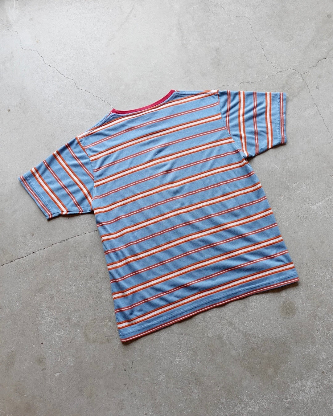 90s WALLA WALLA SPORT Border T-Shirt Orange / Blue