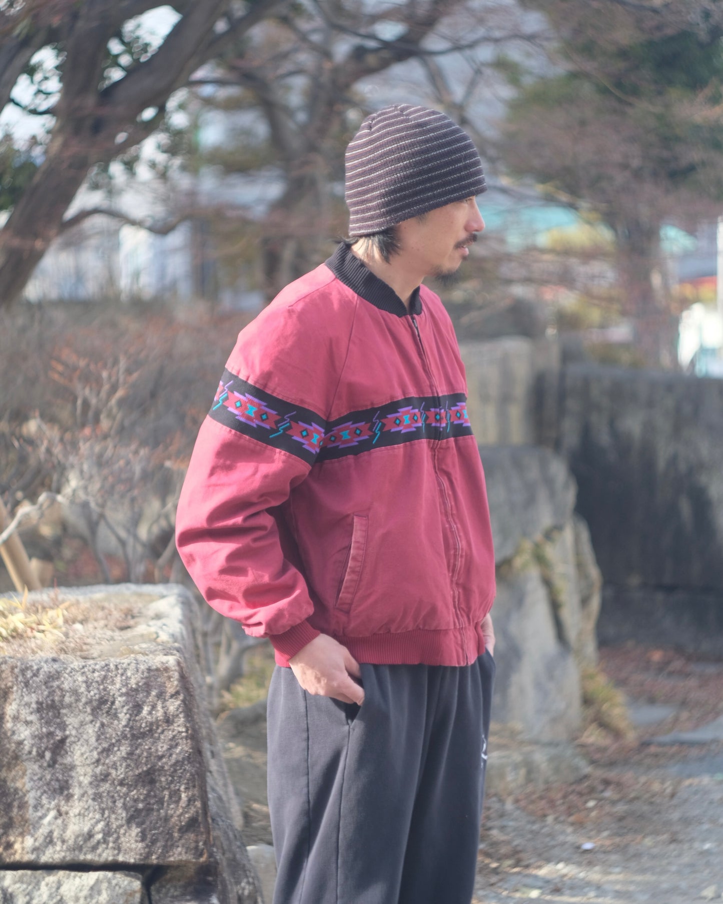 90s DAVIS JAMES Native Pattern Jacket