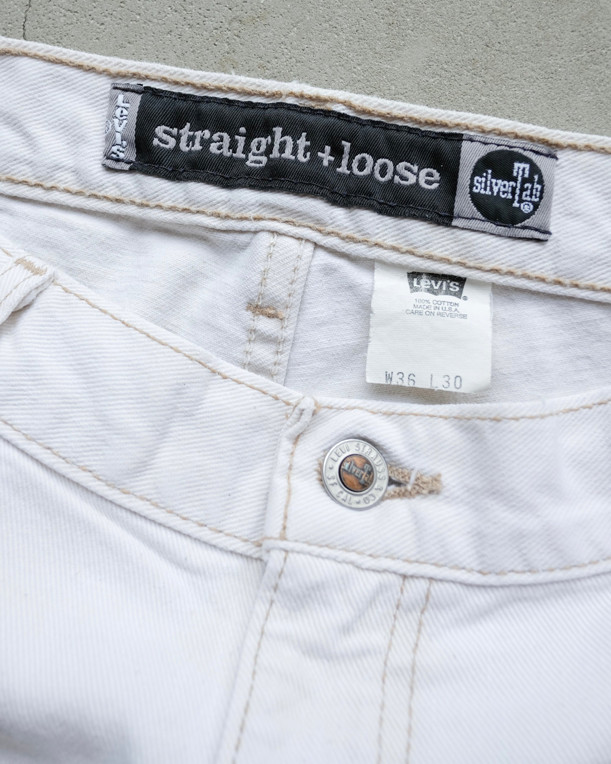 90s Levi's Silvertab made in USA ホワイトデニム 90s Levi's Silver Tab Straight + Loose White Denim / Made in USA