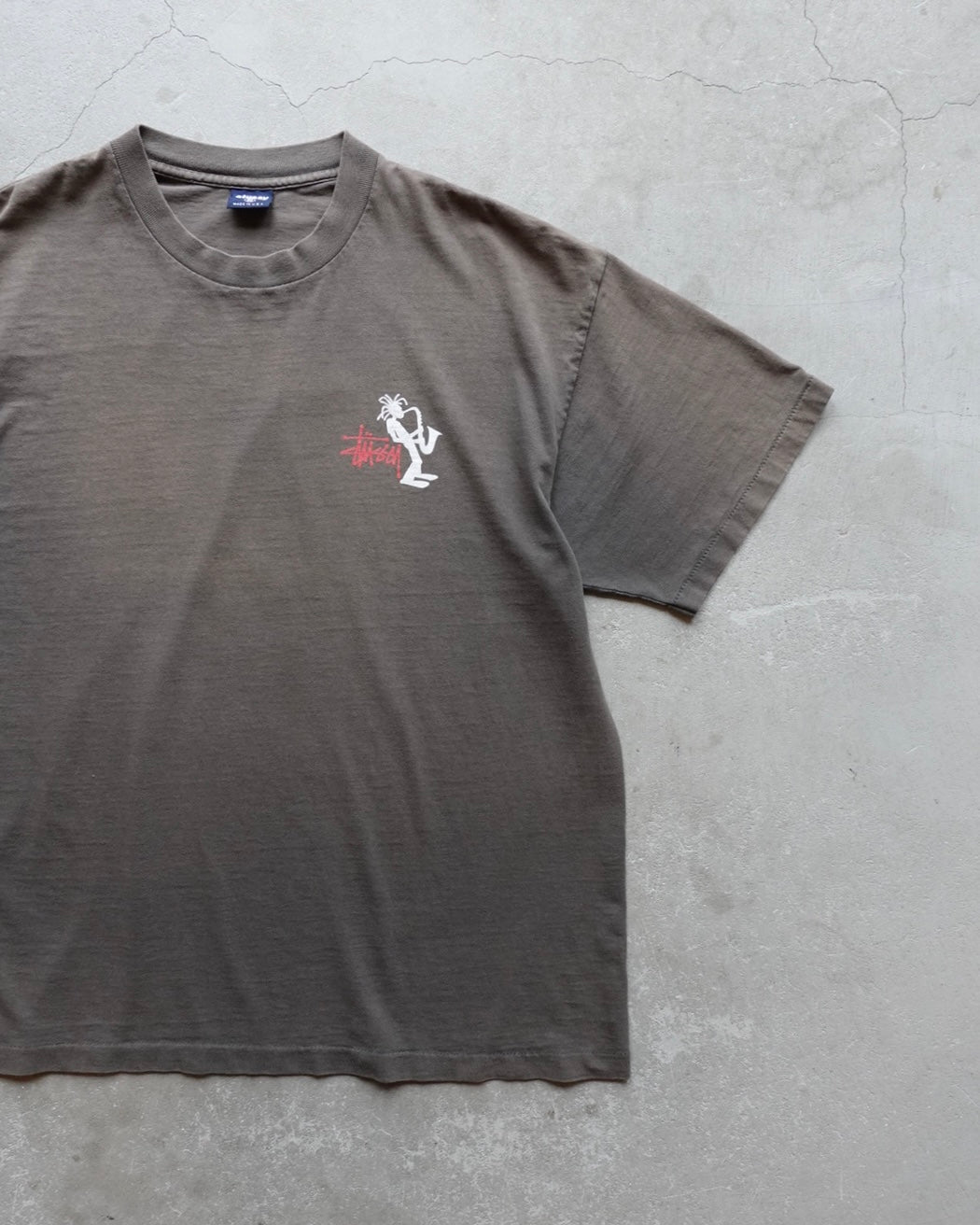 90s Stussy Saxophone Man Pigment Dyed T-Shirt / Made in USA