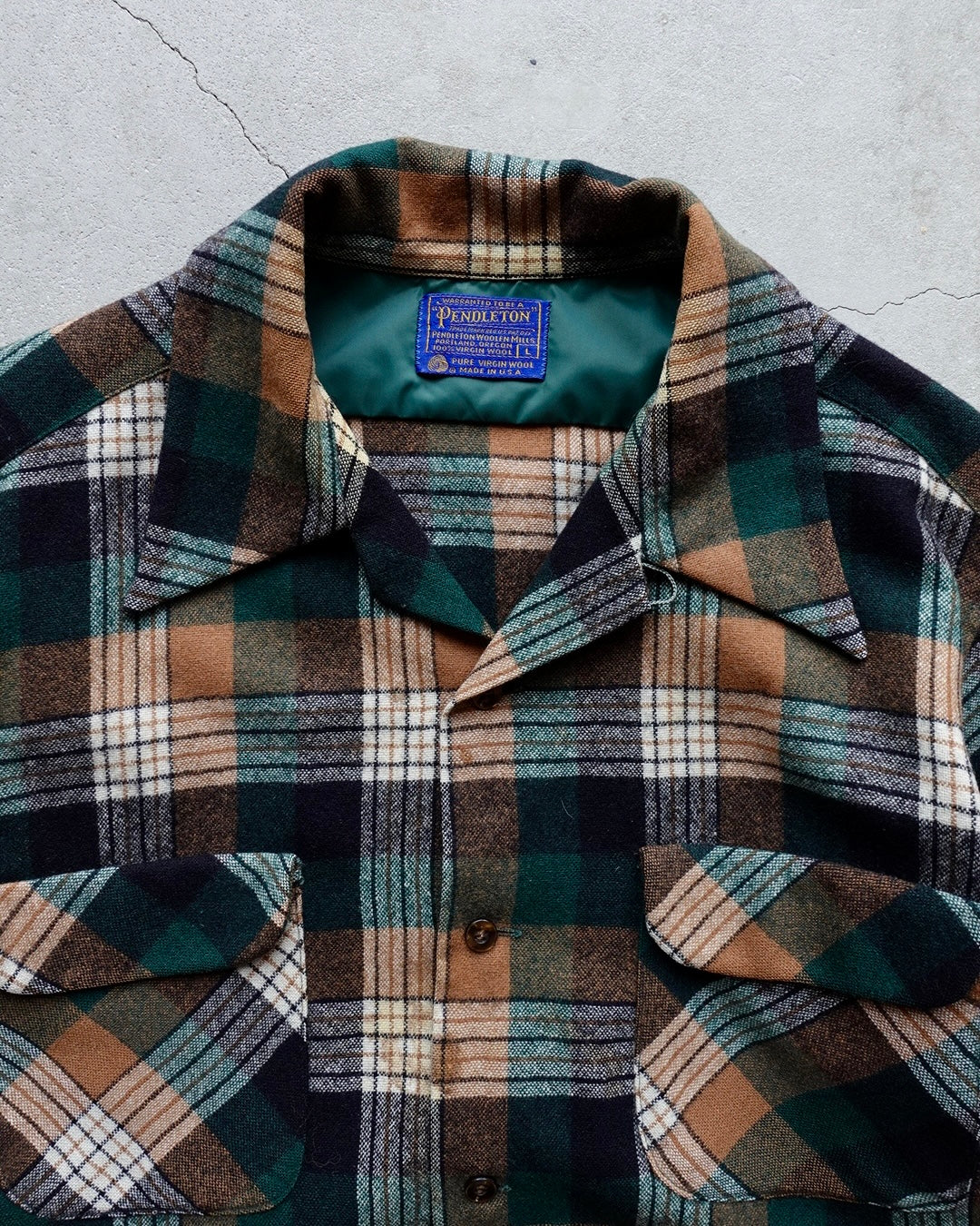60s-70s Pendleton Wool Plaid Shirt / Made in USA