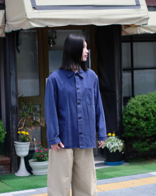 Euro Work Jacket Navy Herringbone