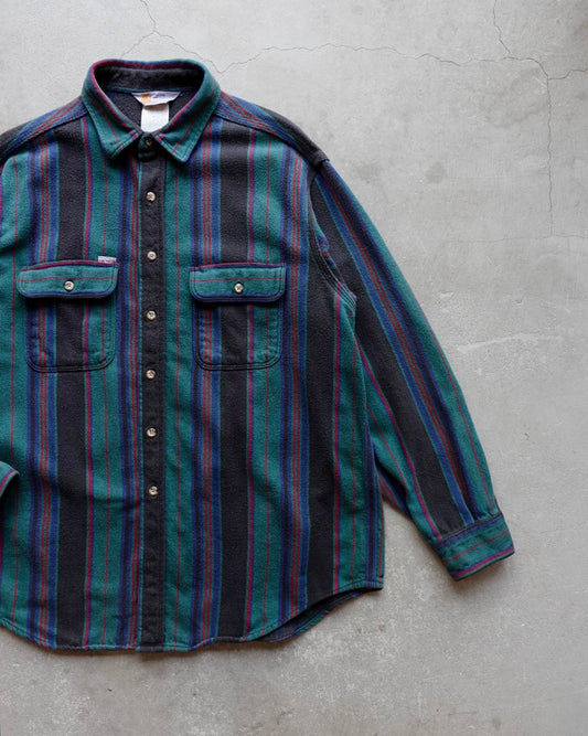 90s Carhartt Stripe Heavy Nel Shirt / Made in USA