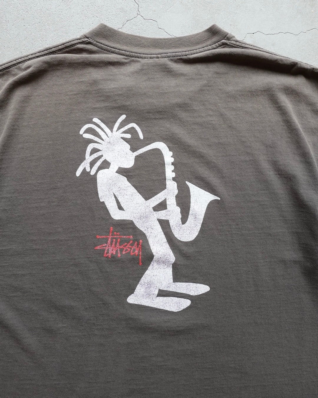 90s Stussy Saxophone Man Pigment Dyed T-Shirt / Made in USA
