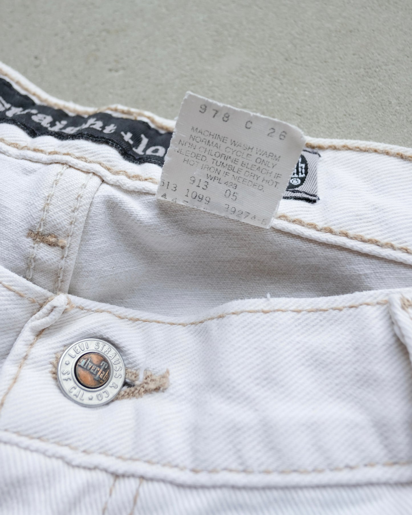 90s Levi's Silver Tab Straight + Loose White Denim / Made in USA