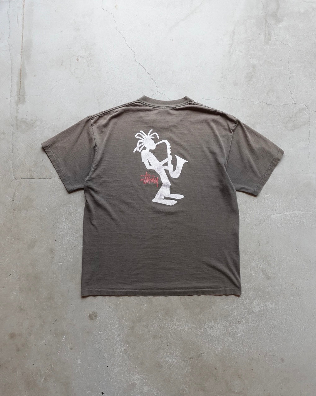 90s Stussy Saxophone Man Pigment Dyed T-Shirt / Made in USA