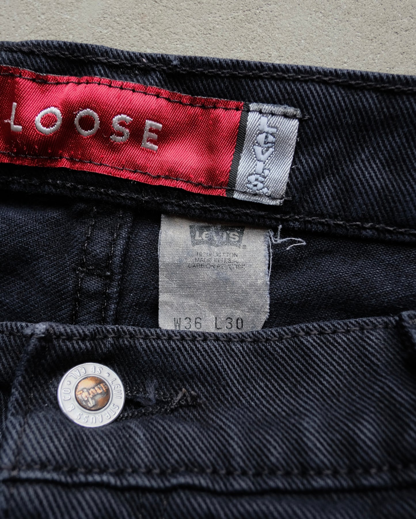 90s Levi's Silver Tab Loose Black Dyed Denim / Made in USA