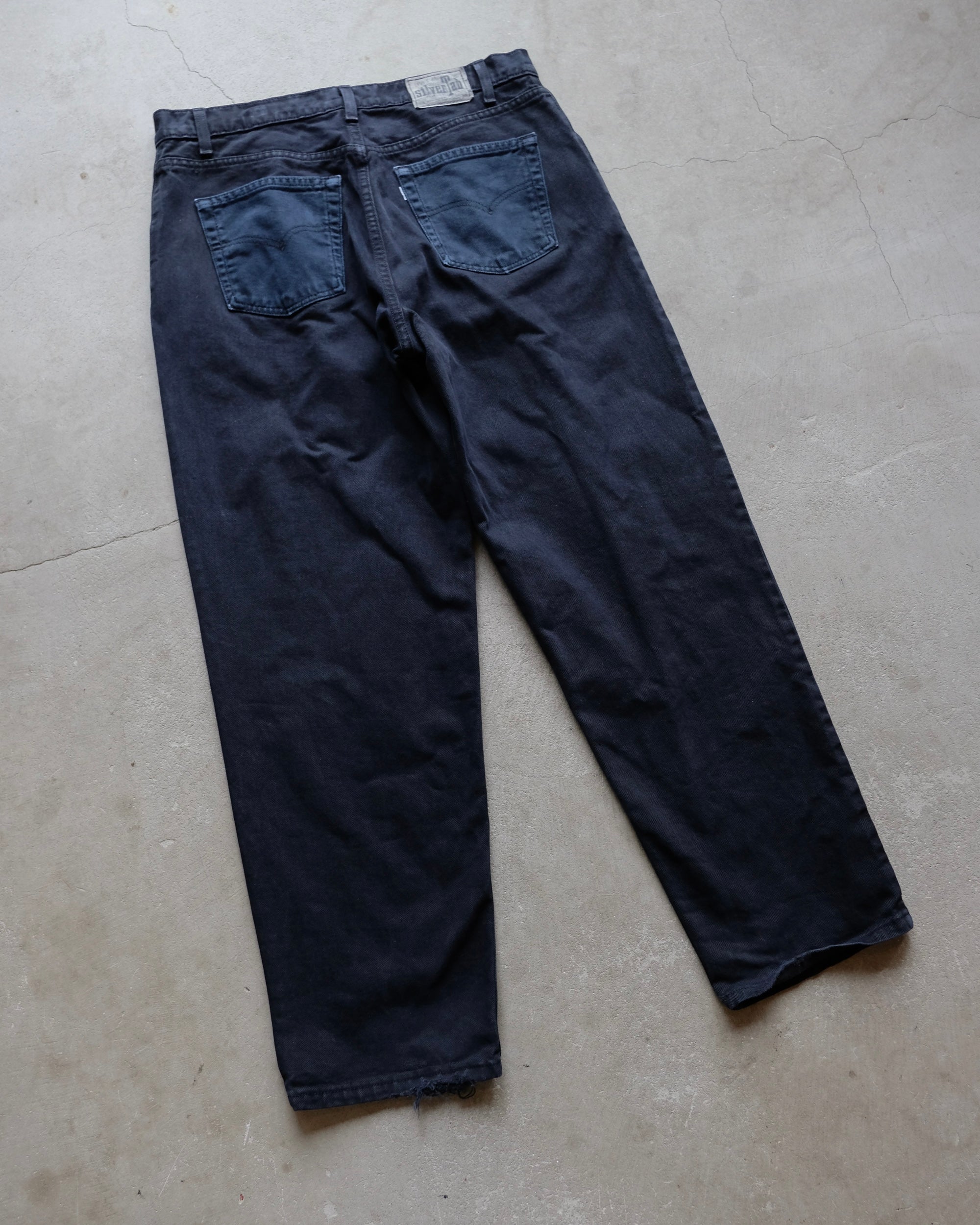 90s Levi's Silver Tab Straight + Loose Black Dyed Denim / Made in