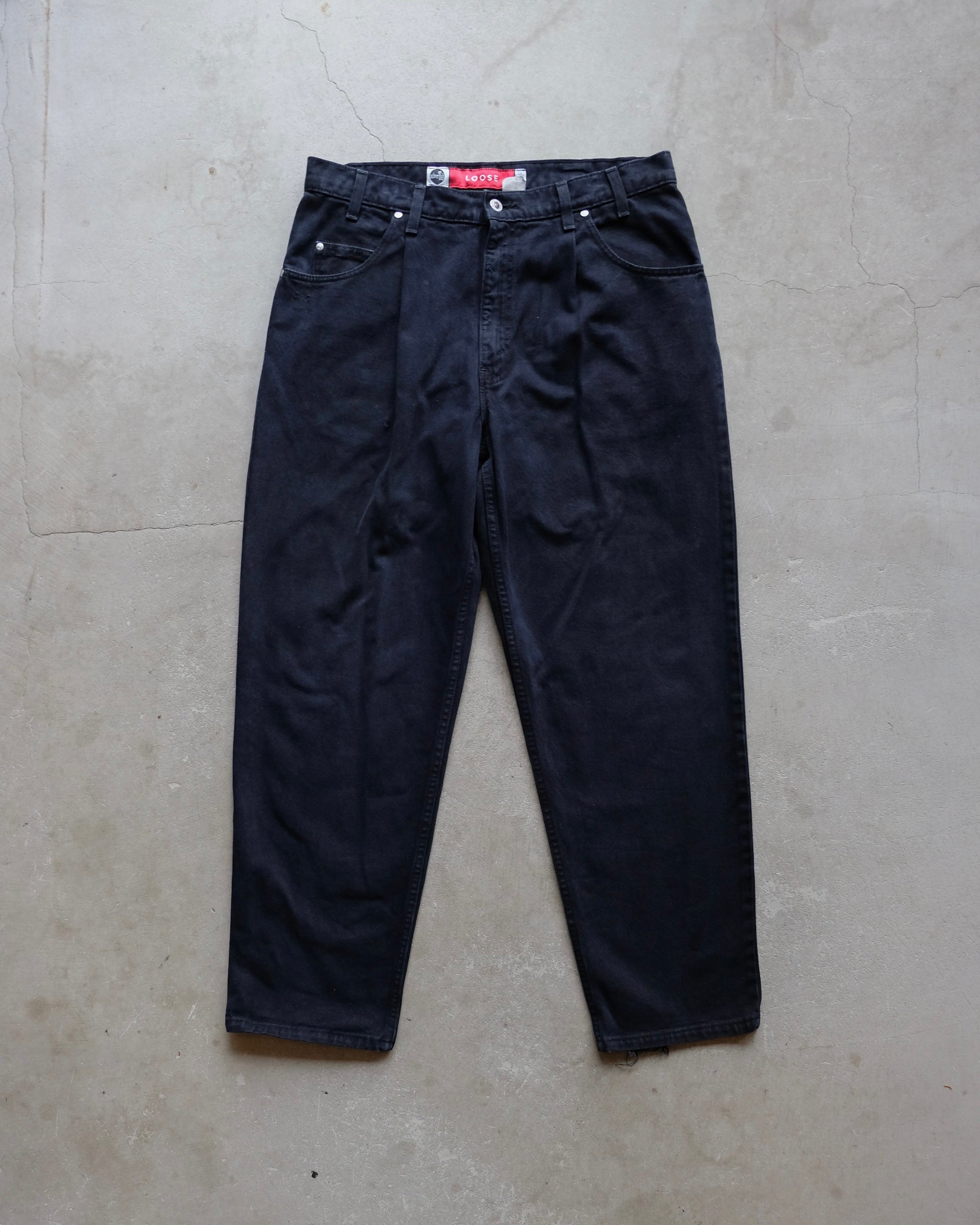 90s Levi's Silver Tab Straight + Loose Black Dyed Denim / Made in
