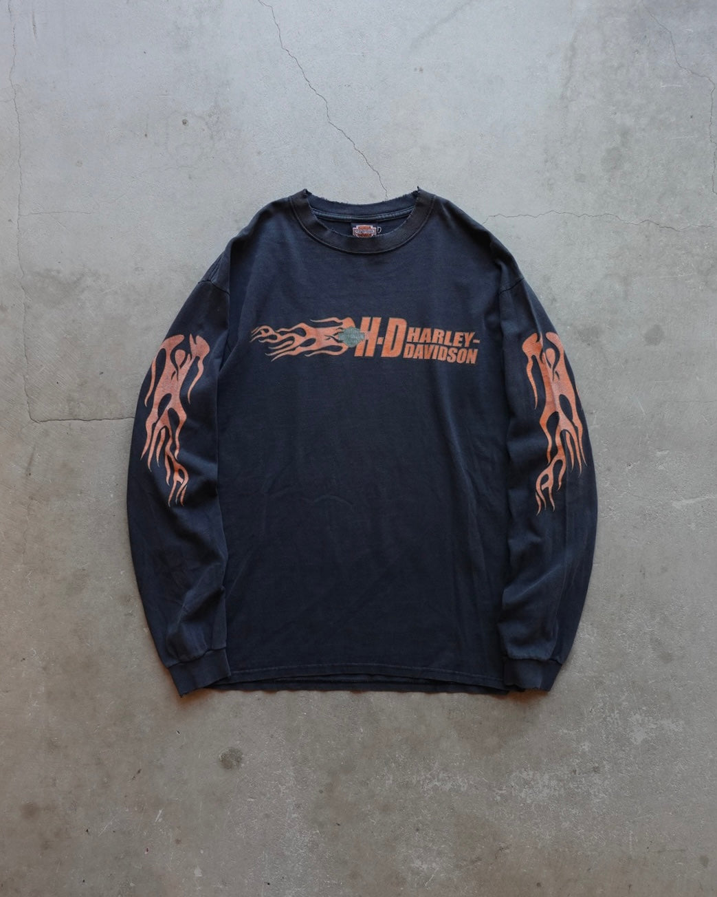 00s Harley-Davidson Flame L/S Tee 'Black' / Made in USA