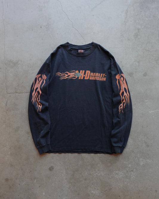 00s Harley-Davidson Flame L/S Tee 'Black' / Made in USA