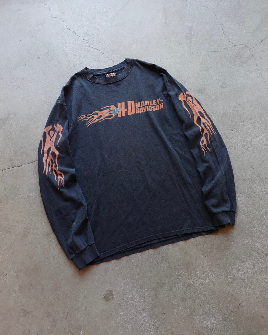 00s Harley-Davidson Flame L/S Tee 'Black' / Made in USA