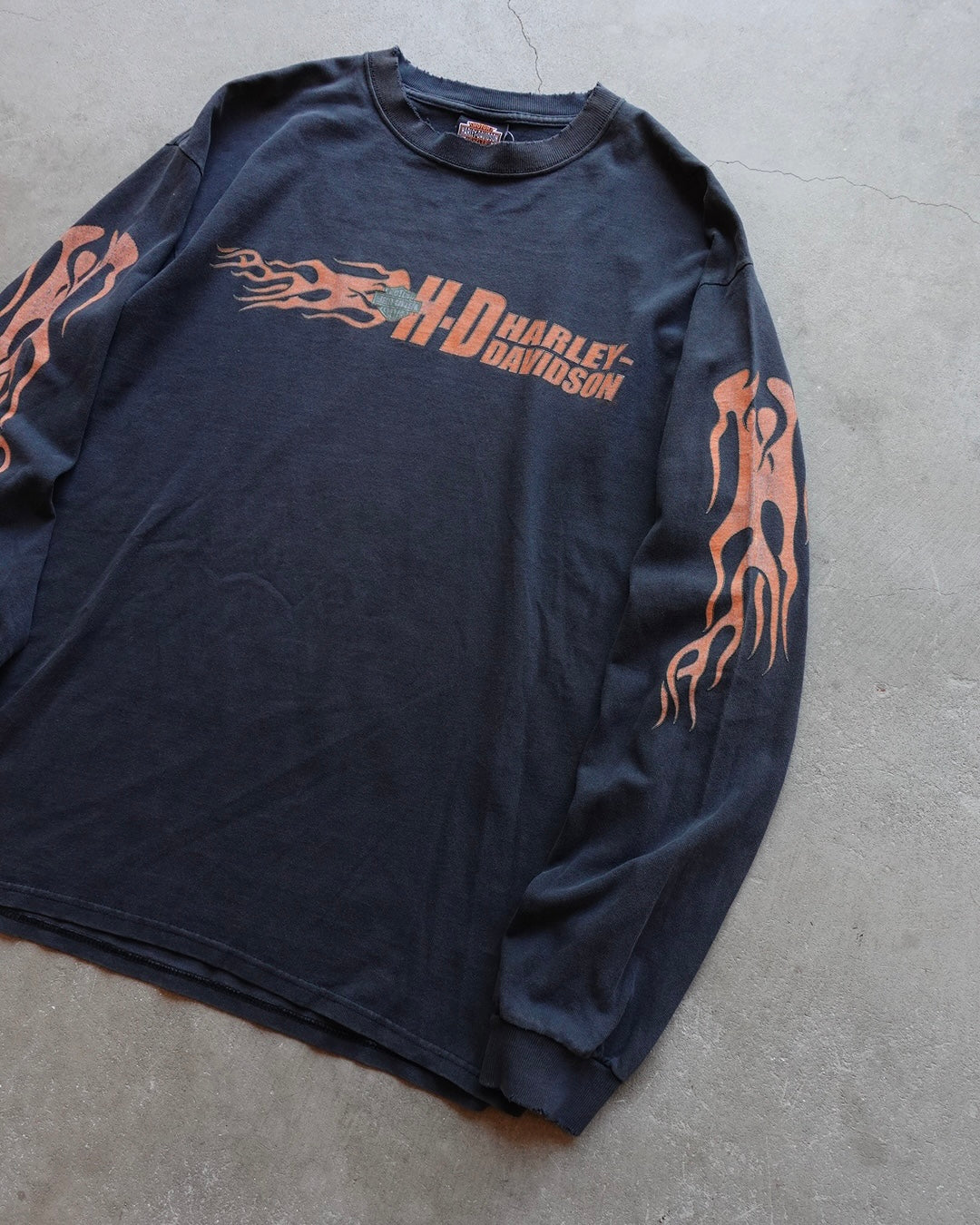 00s Harley-Davidson Flame L/S Tee 'Black' / Made in USA