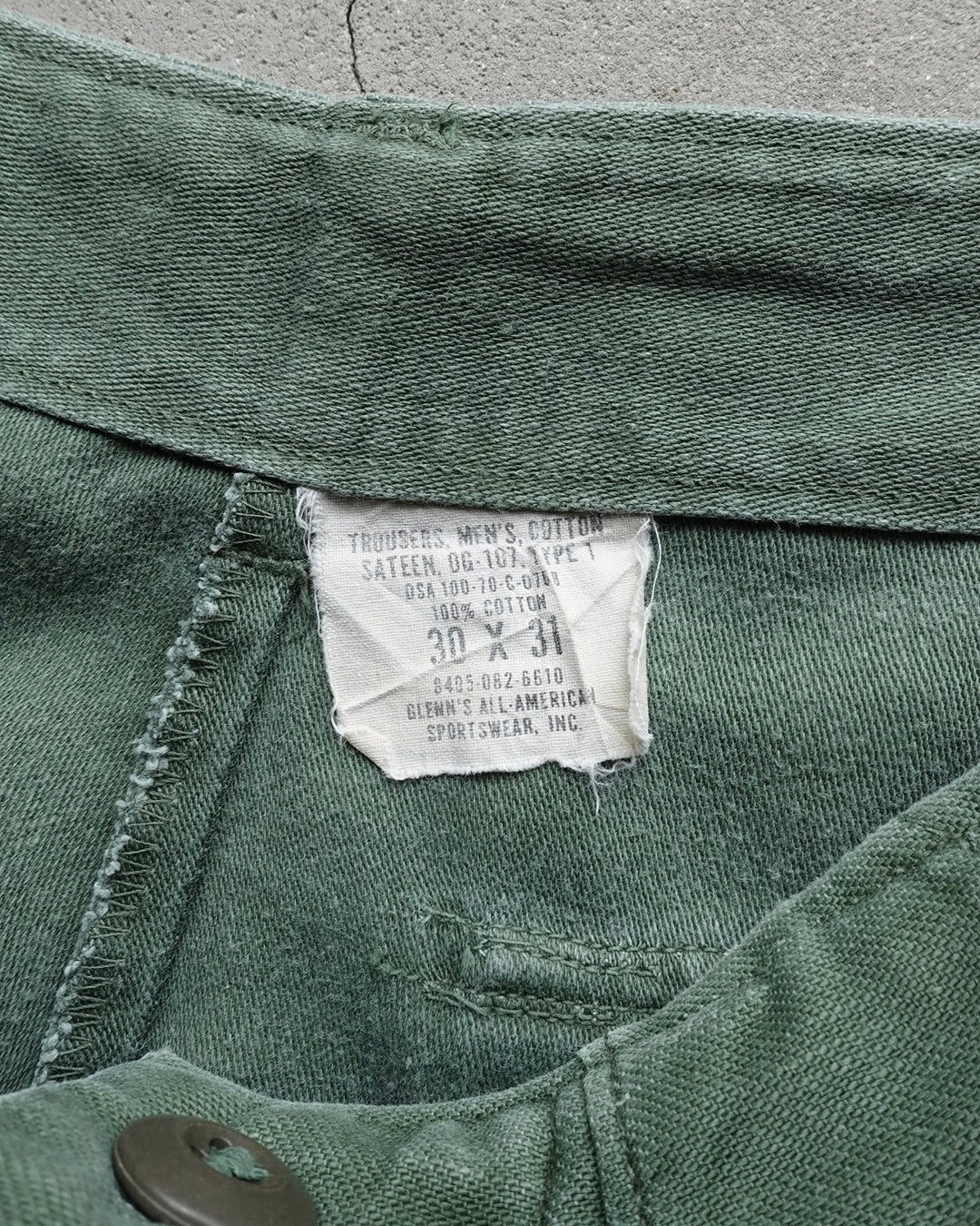 70s U.S.ARMY Baker Pants / Trousers Men's Cotton Sateen OG-107