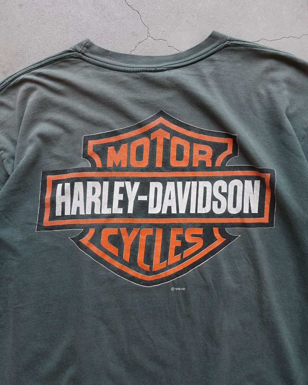 90s Harley-Davidson Eagle Arch Tee Faded Green / Made in USA