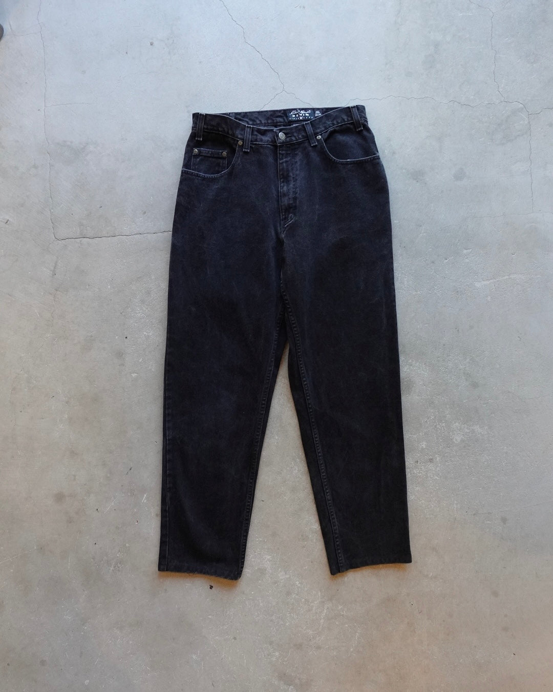 90s Eddie Bauer Black Denim Relaxed-fit Pants Made in Mexico