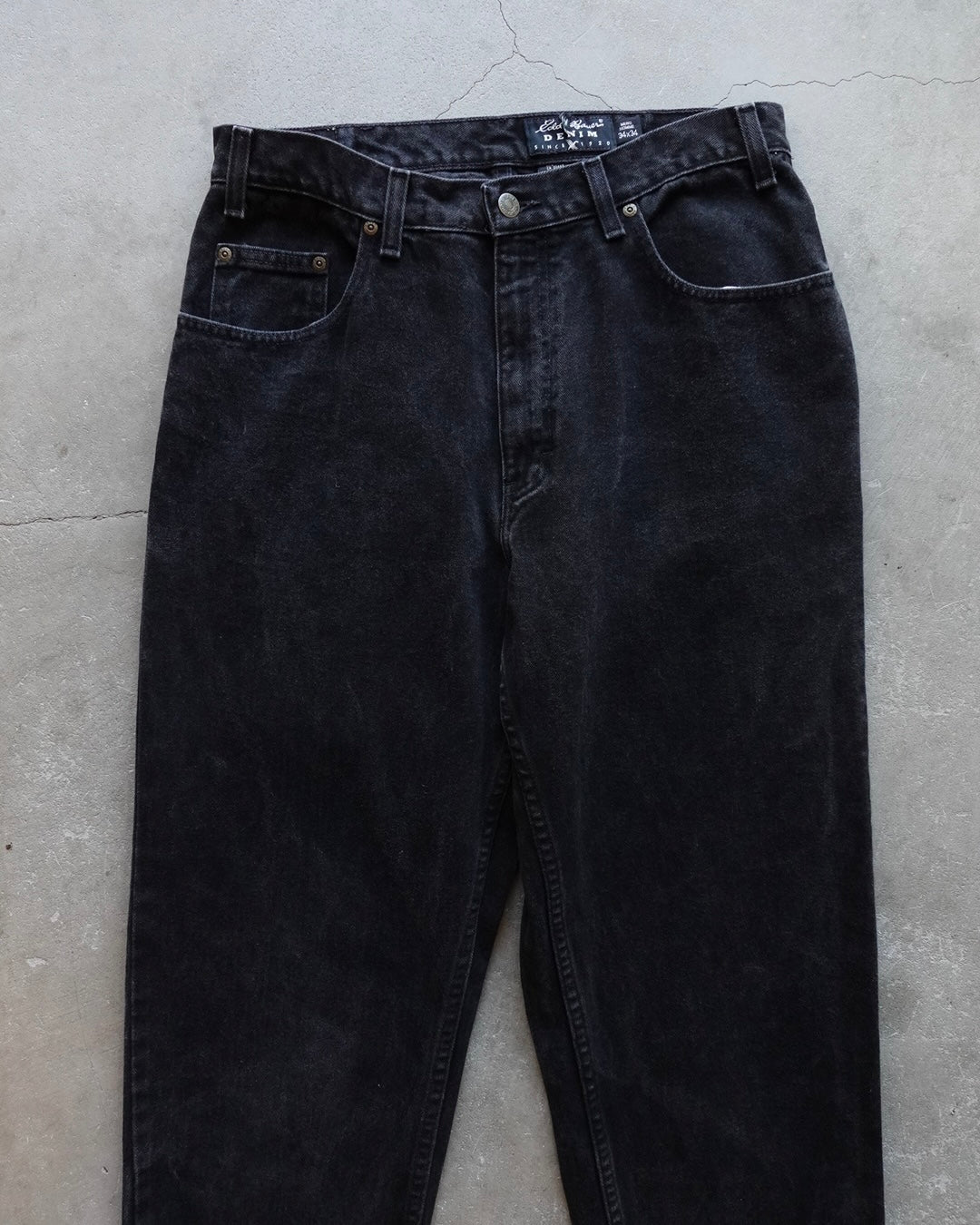 90s Eddie Bauer Black Denim Relaxed-fit Pants Made in Mexico