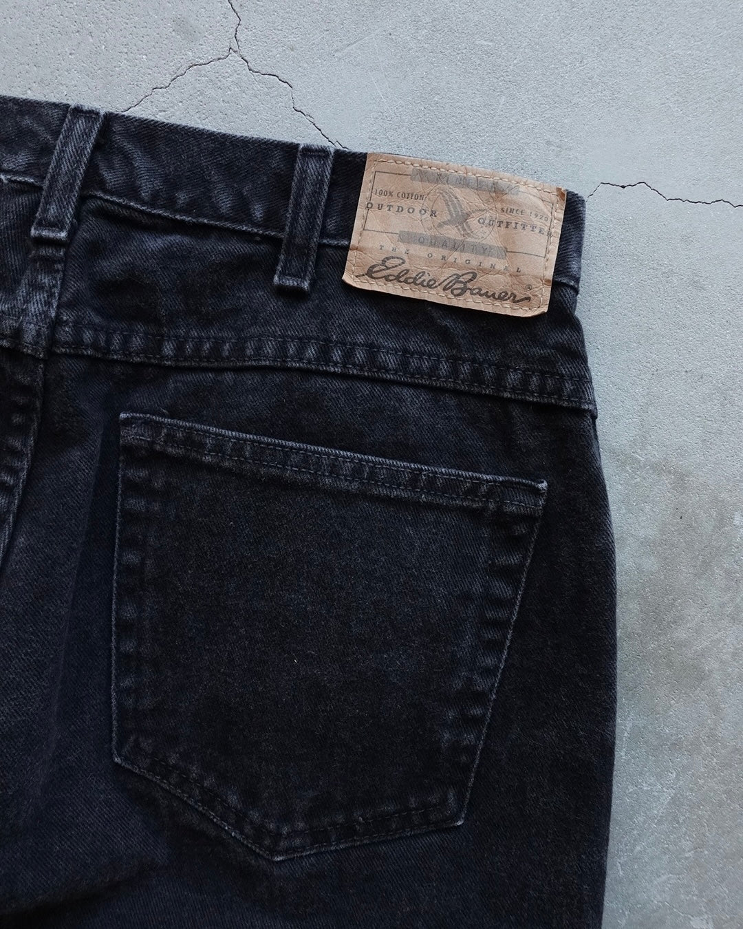90s Eddie Bauer Black Denim Relaxed-fit Pants Made in Mexico