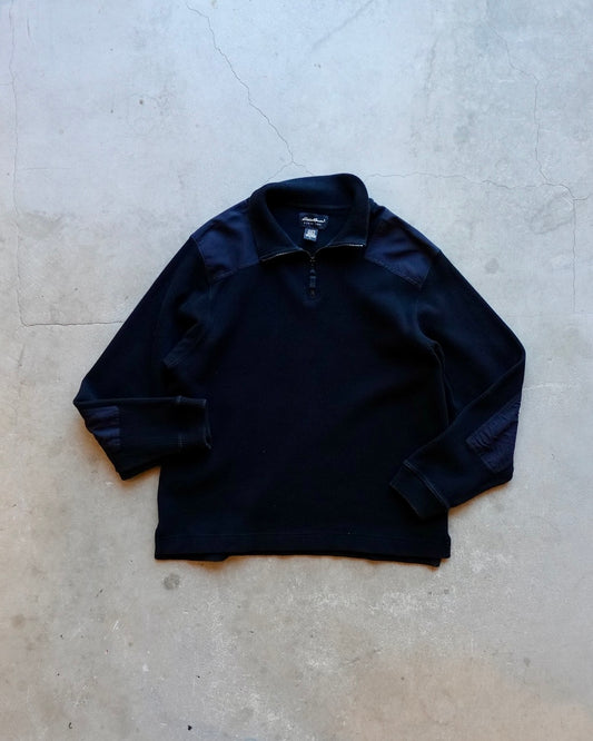 90s-00s Eddie Bauer Half Zip Cotton Knit - Black