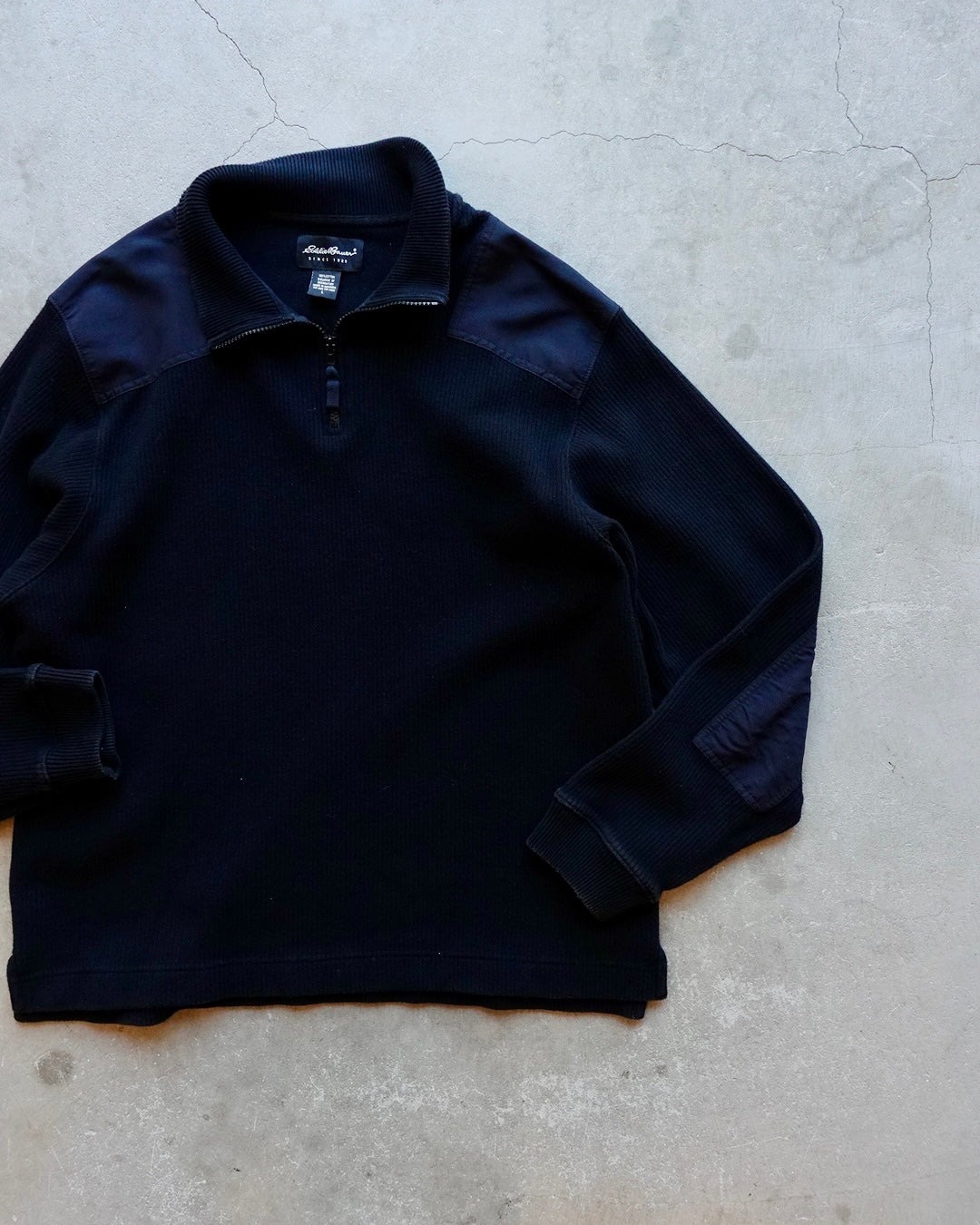 90s-00s Eddie Bauer Half Zip Cotton Knit - Black