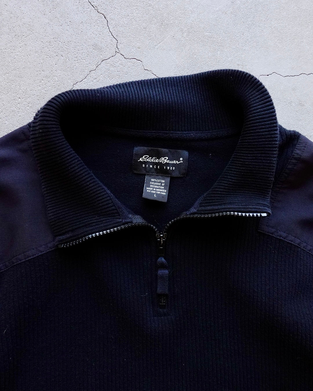90s-00s Eddie Bauer Half Zip Cotton Knit - Black