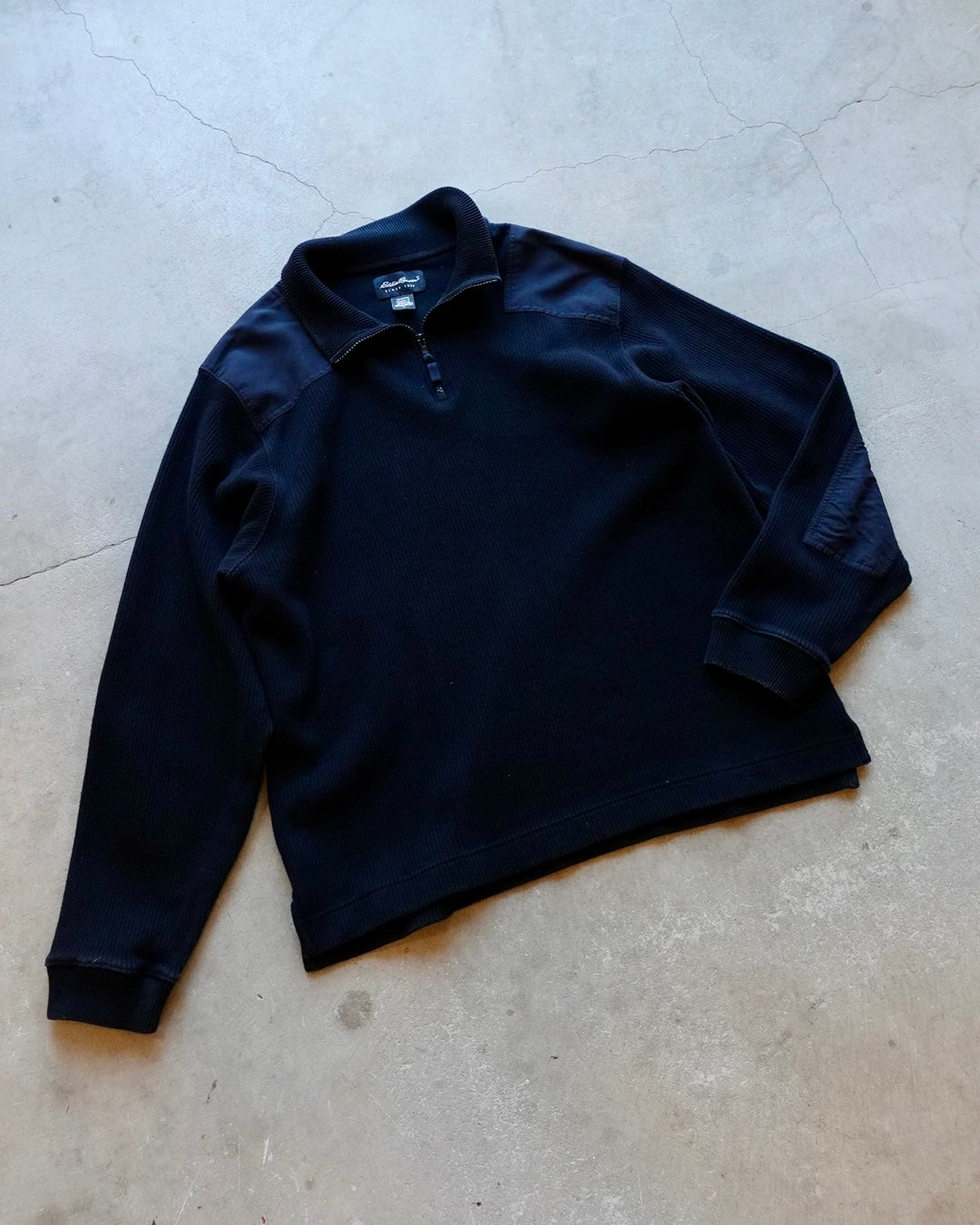 90s-00s Eddie Bauer Half Zip Cotton Knit - Black