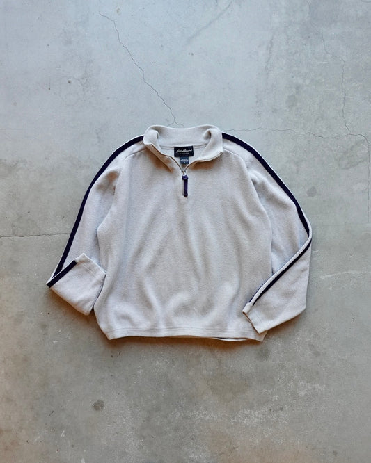 90s-00s Eddie Bauer Euro Line Half Zip Cotton Knit - Gray