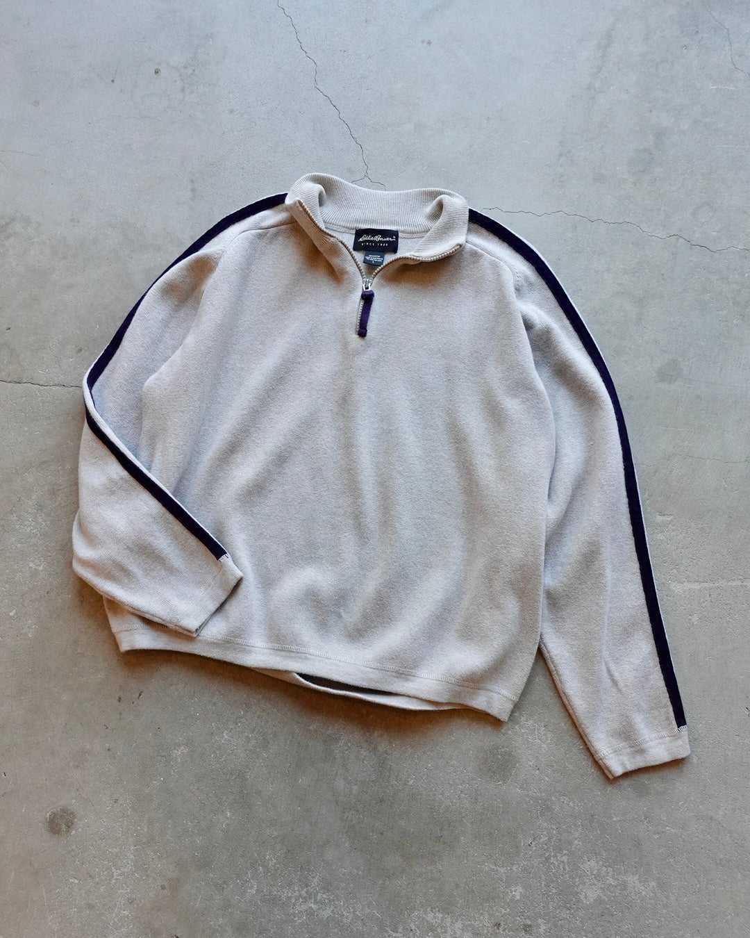 90s-00s Eddie Bauer Euro Line Half Zip Cotton Knit - Gray
