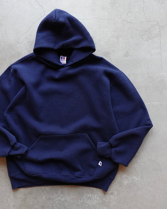 90s Russell Athletic Plain Hoodie Navy / Made in USA