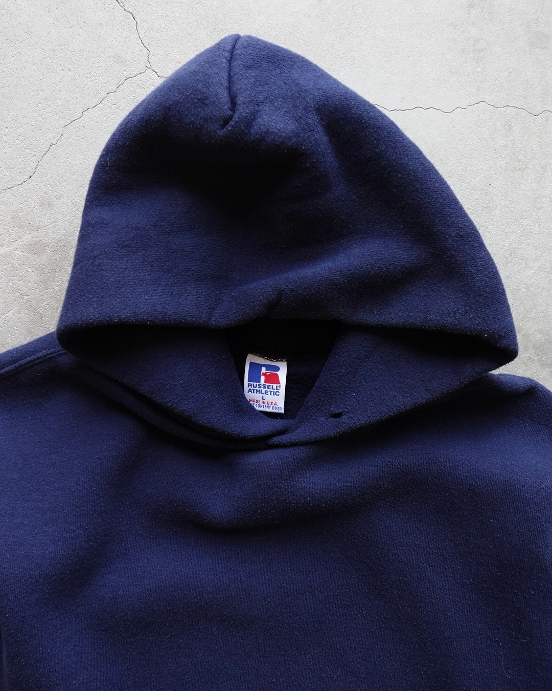 90s Russell Athletic Plain Hoodie Navy / Made in USA