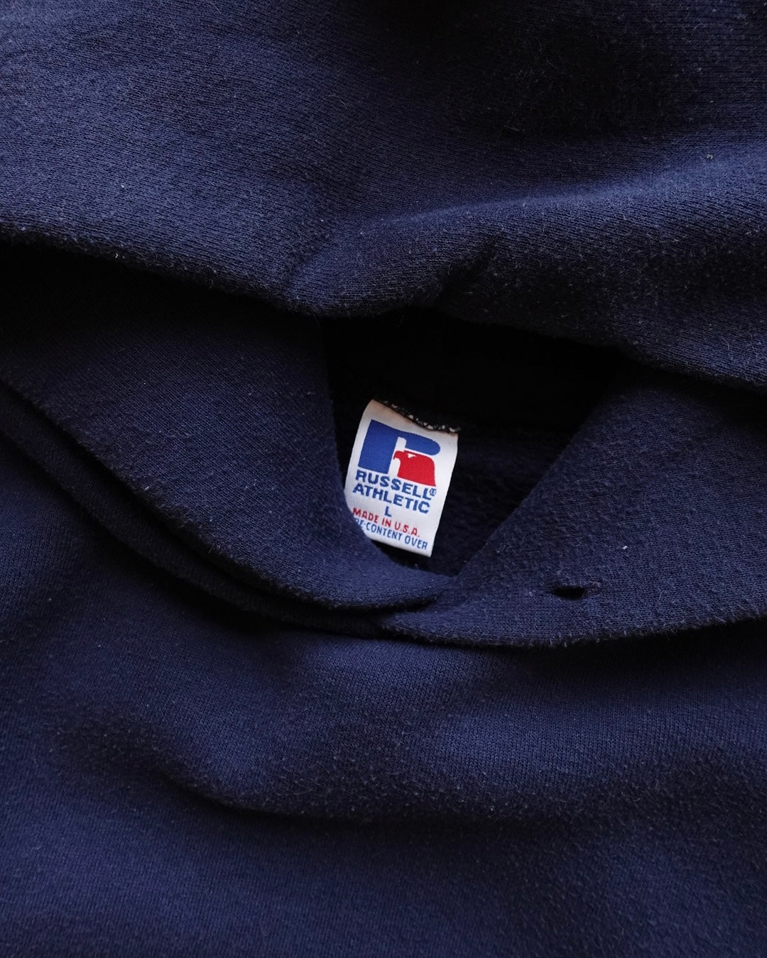 90s Russell Athletic Plain Hoodie Navy / Made in USA
