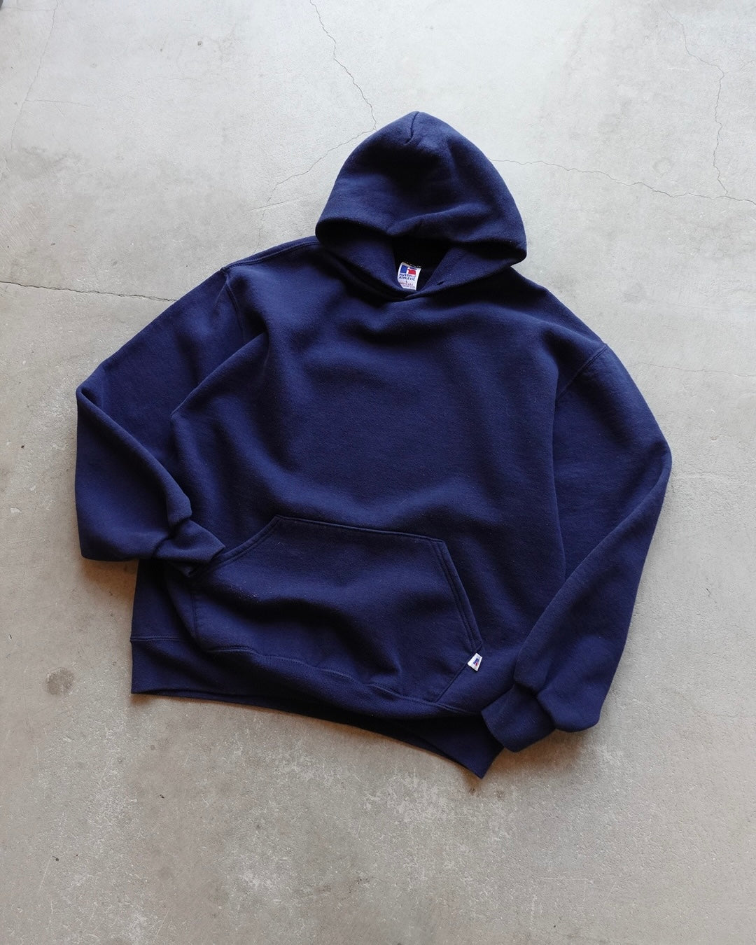 90s Russell Athletic Plain Hoodie Navy / Made in USA