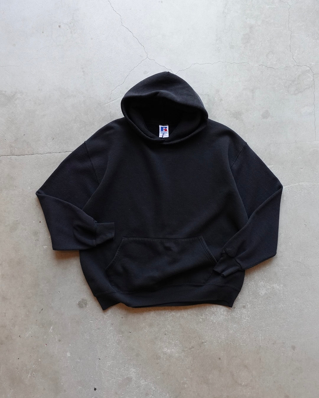 90s Russell Athletic Plain Hoodie Black / Made in USA