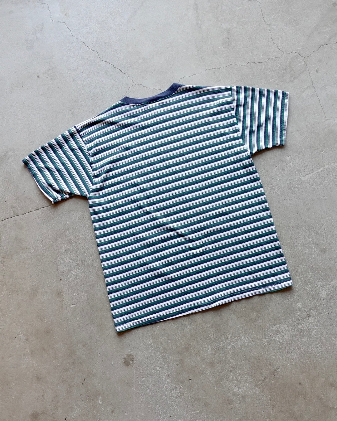 90s BASIC EDITIONS Border T-Shirt Green / Navy / White