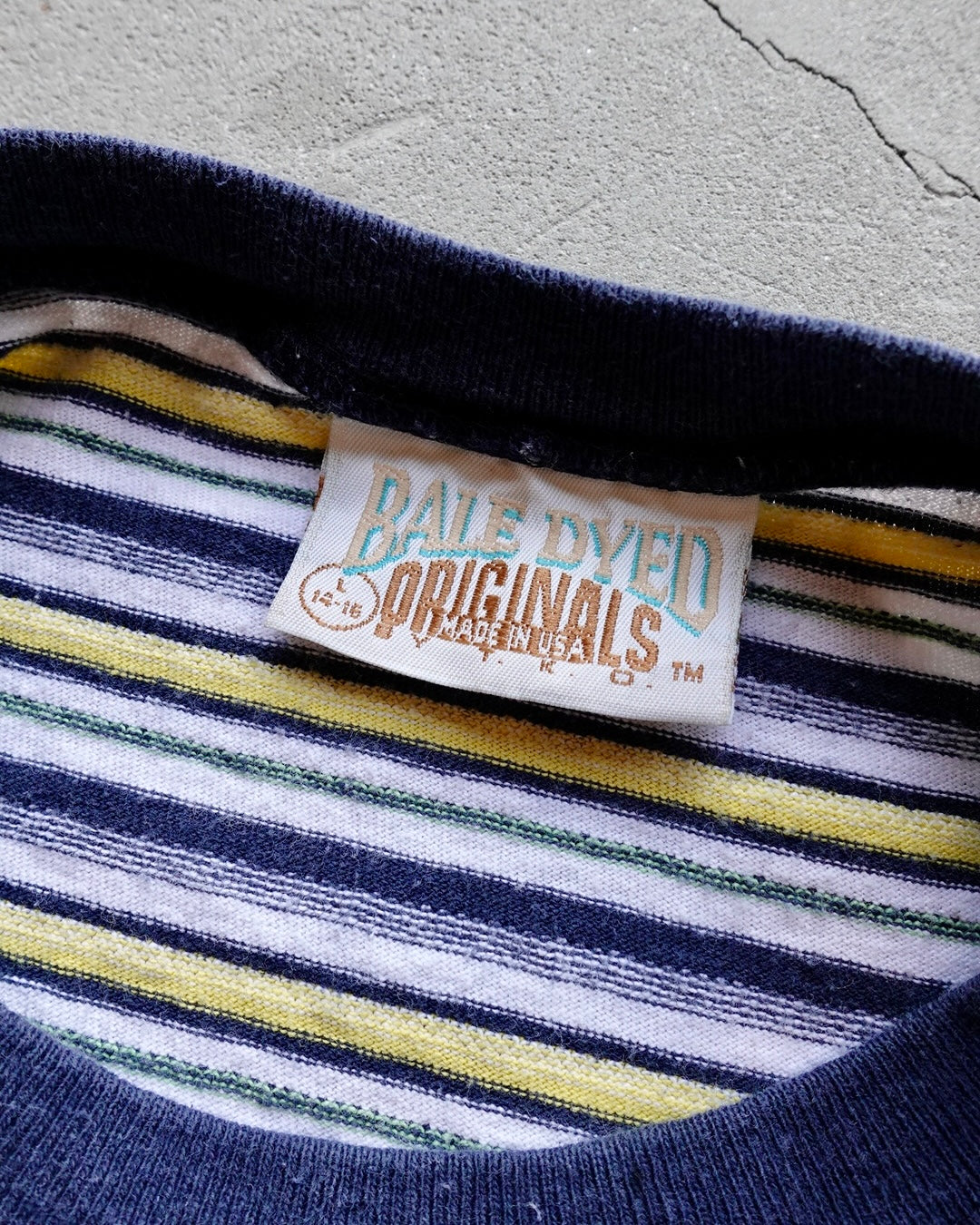 90s Bale Dyed Originals Border T-Shirt / Made in USA