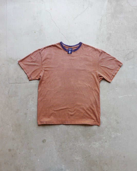 90s GAP Border T-Shirt Orange / Navy