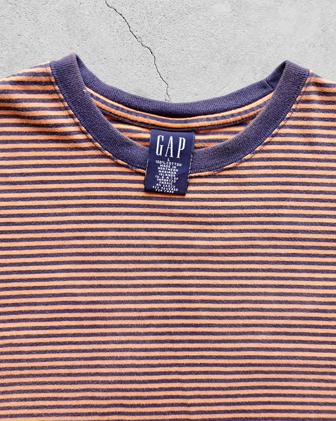 90s GAP Border T-Shirt Orange / Navy