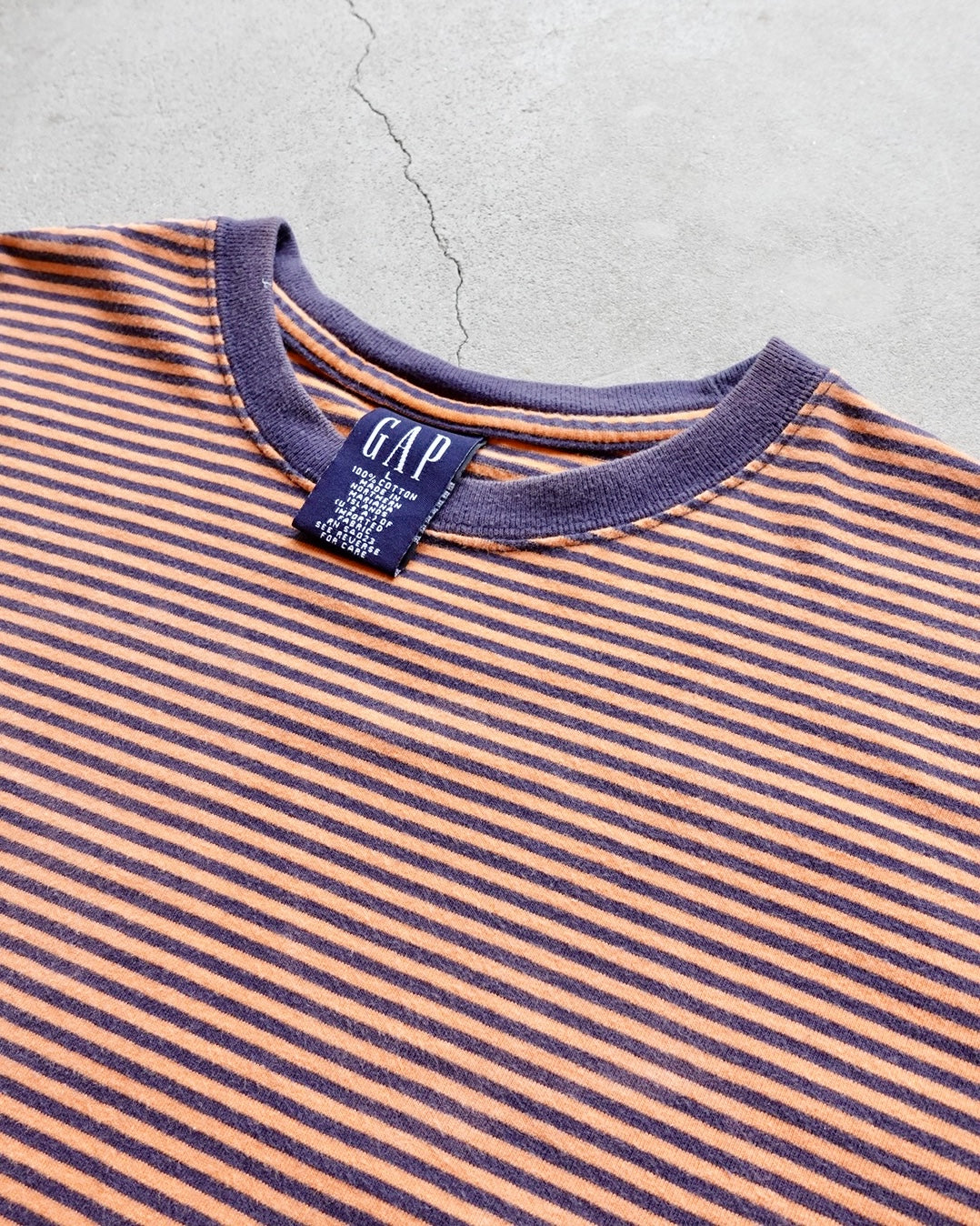 90s GAP Border T-Shirt Orange / Navy