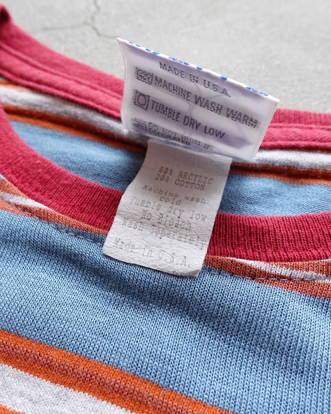 90s WALLA WALLA SPORT Border T-Shirt Orange / Blue