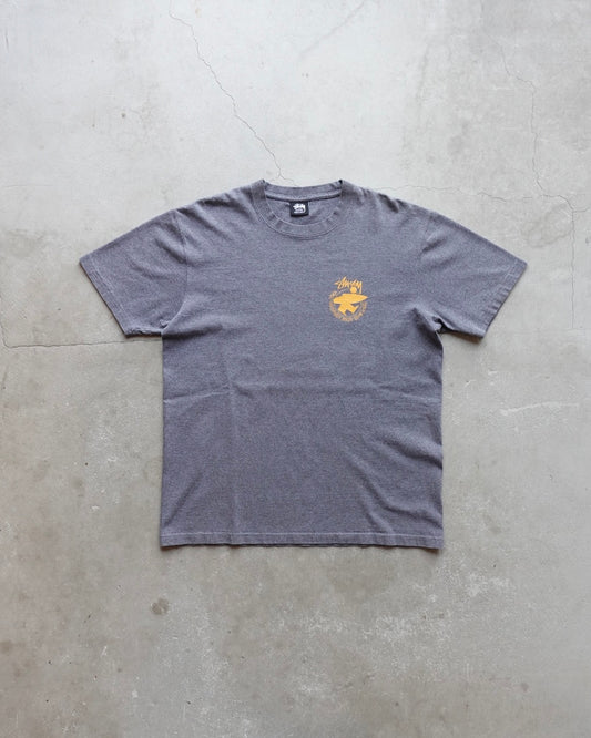 90s-00s Stussy Beach Roots Pigment T-Shirt Grey / Made in Mexico