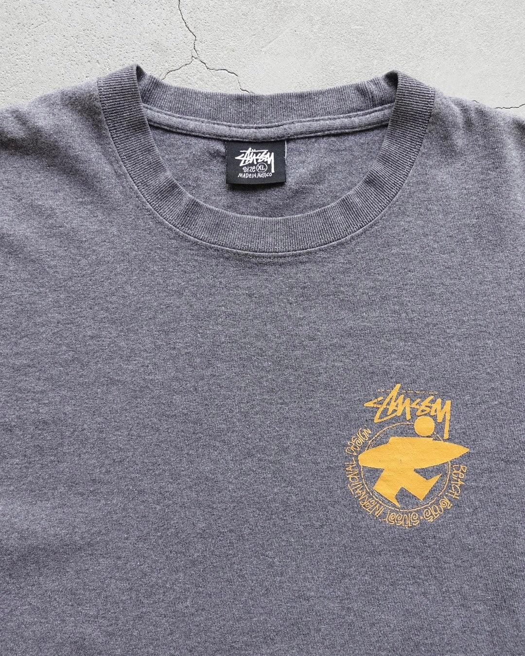 90s-00s Stussy Beach Roots Pigment T-Shirt Grey / Made in Mexico