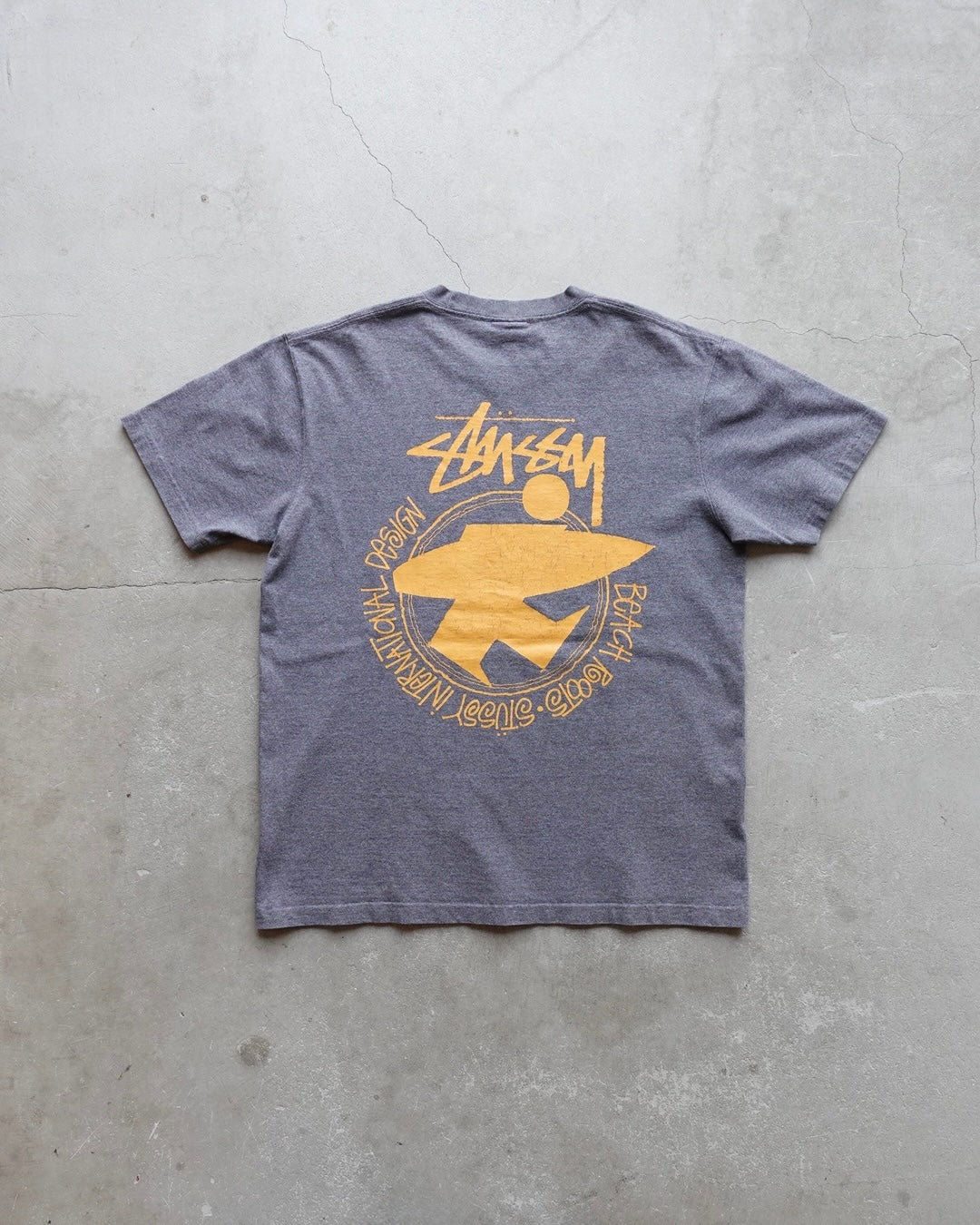 90s-00s Stussy Beach Roots Pigment T-Shirt Grey / Made in Mexico
