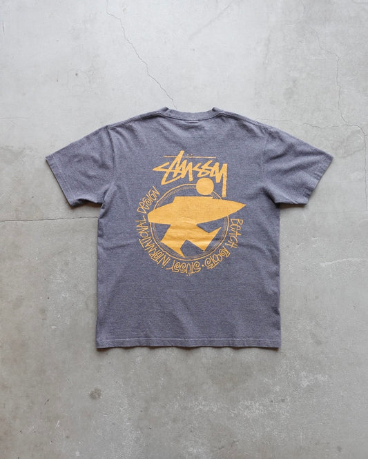 90s-00s Stussy Beach Roots Pigment T-Shirt Grey / Made in Mexico