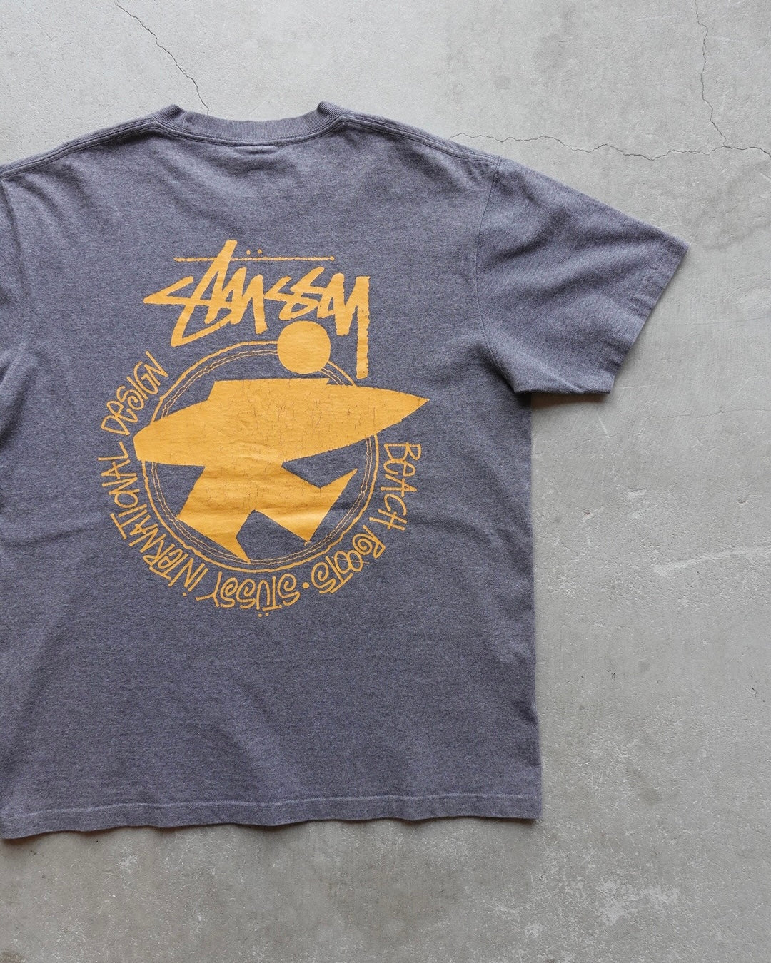 90s-00s Stussy Beach Roots Pigment T-Shirt Grey / Made in Mexico
