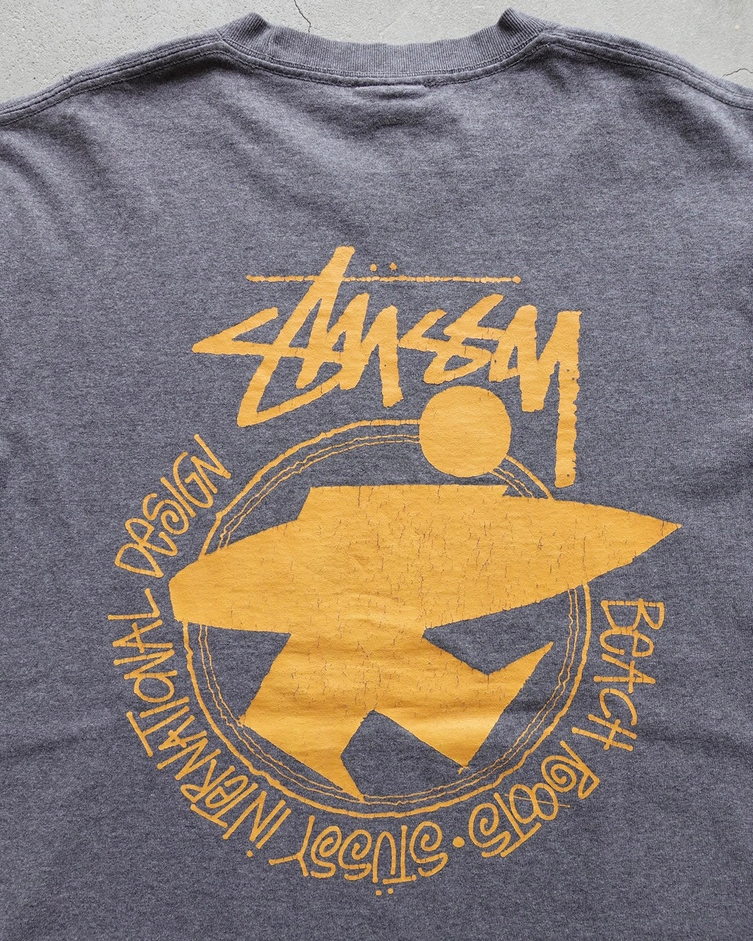 90s-00s Stussy Beach Roots Pigment T-Shirt Grey / Made in Mexico